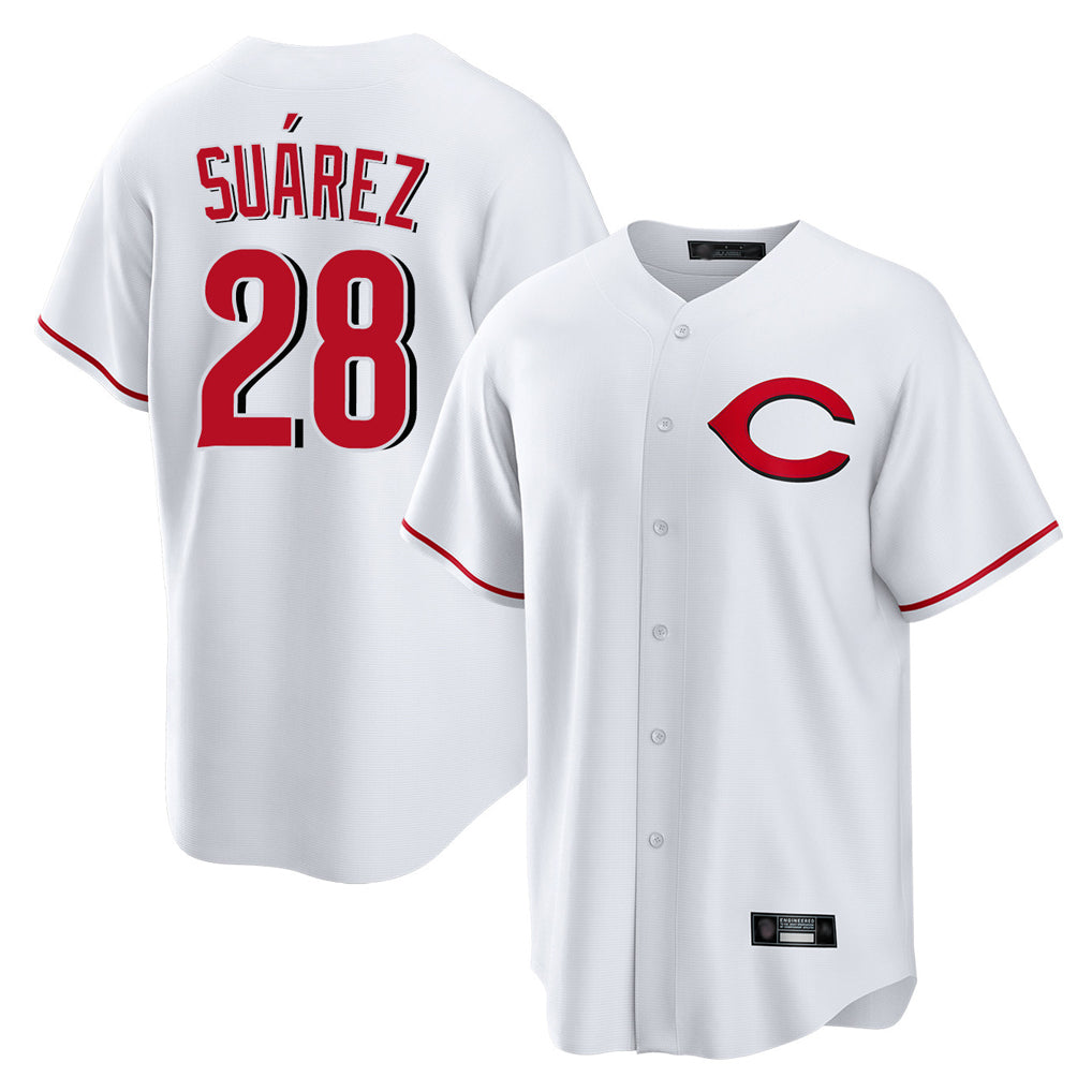 tocy C.Reds #28 Eugenio Su¡§¡érez Player White Home Game Stitched Jerseys
