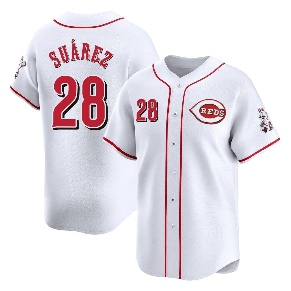 tocy C.Reds #28 Eugenio Su¡§¡érez Player White Home Limited Stitched Jerseys