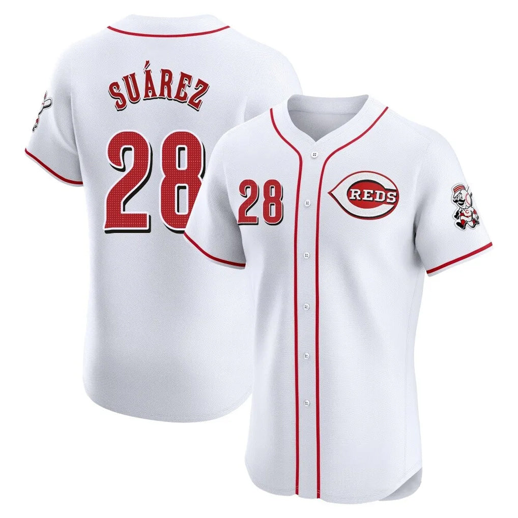 tocy C.Reds #28 Eugenio Su¡§¡érez Player White Limited Elite Home Stitched Jerseys