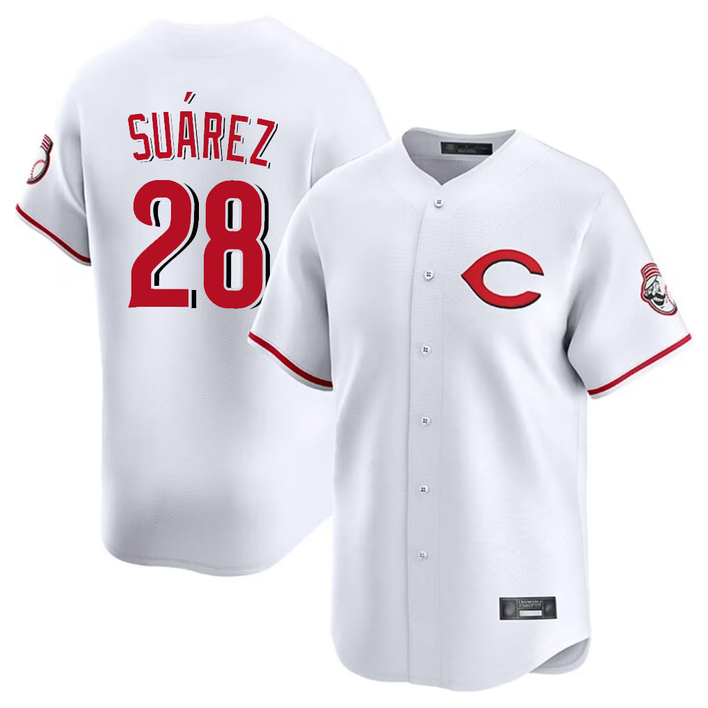 tocy C.Reds #28 Eugenio Su¡§¡érez Player White Limited Home Stitched Jerseys