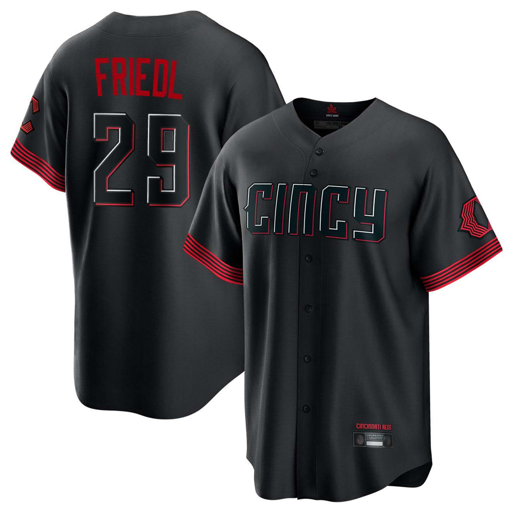 tocy C.Reds #29 TJ Friedl Player Black City Connect Home Game Stitched Jerseys
