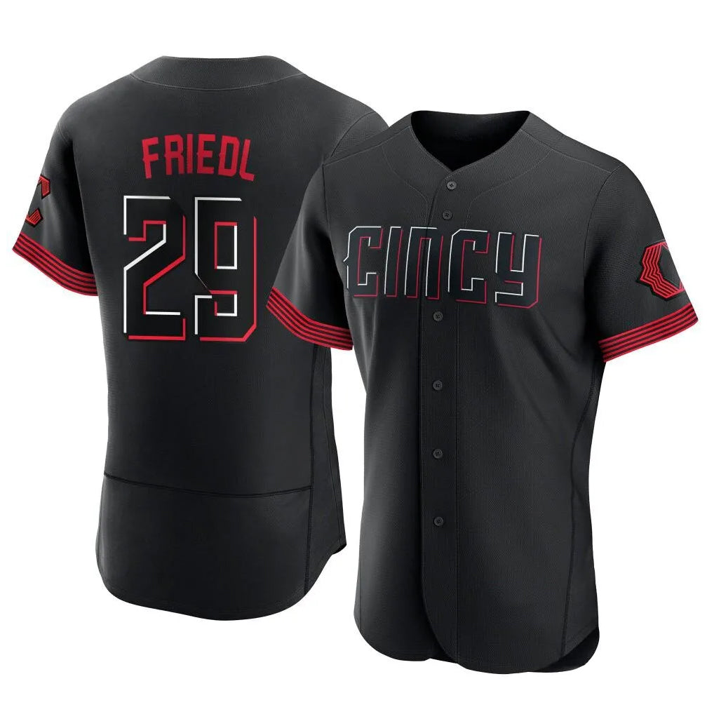 tocy C.Reds #29 TJ Friedl Player Black City Connect Limited Elite Home Stitched Jerseys