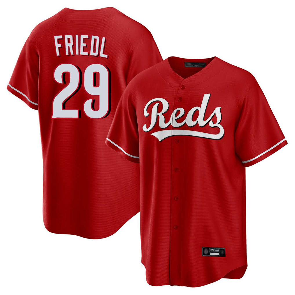 tocy C.Reds #29 TJ Friedl Player Red Home Game Stitched Jerseys