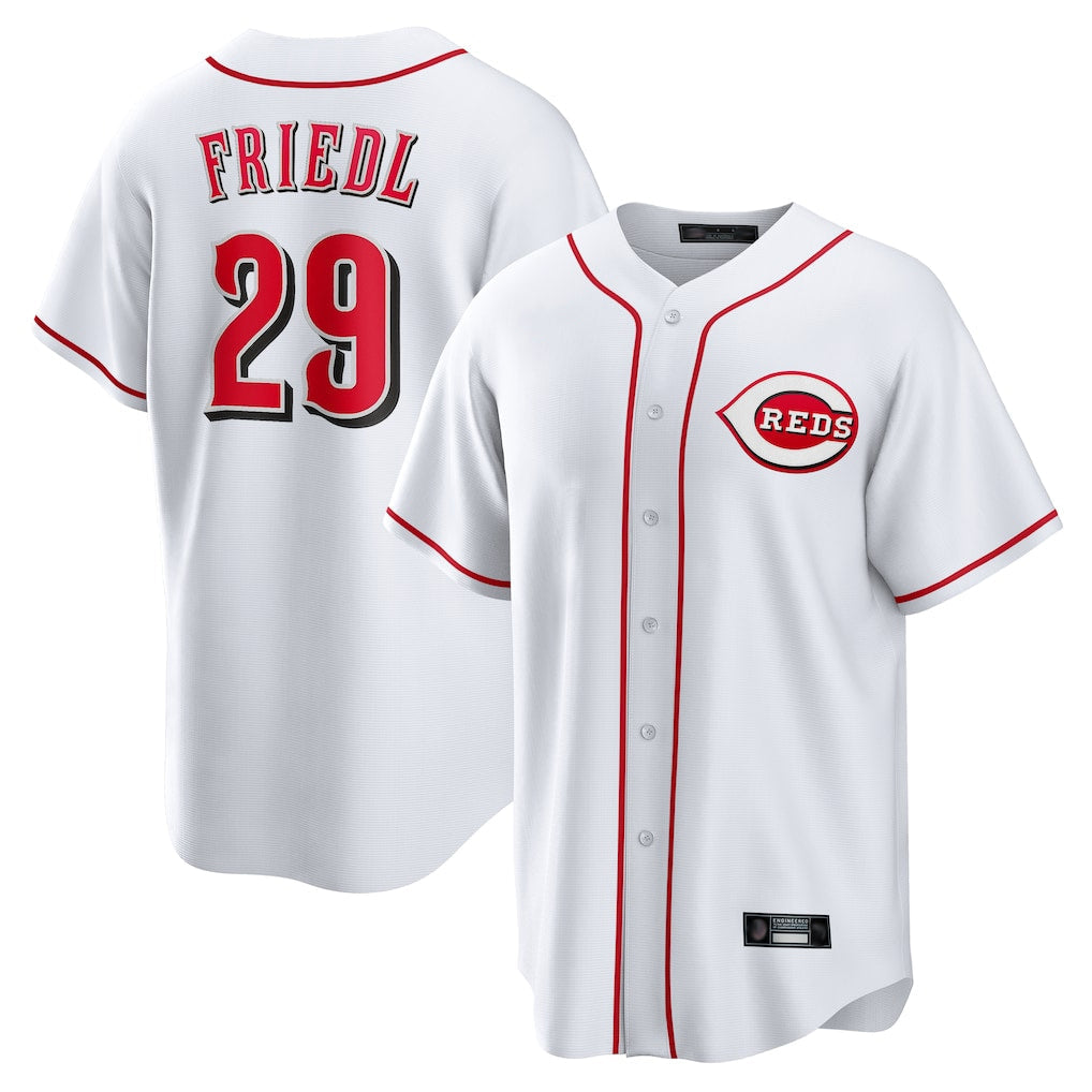 tocy C.Reds #29 TJ Friedl Player White Game Home Stitched Jerseys