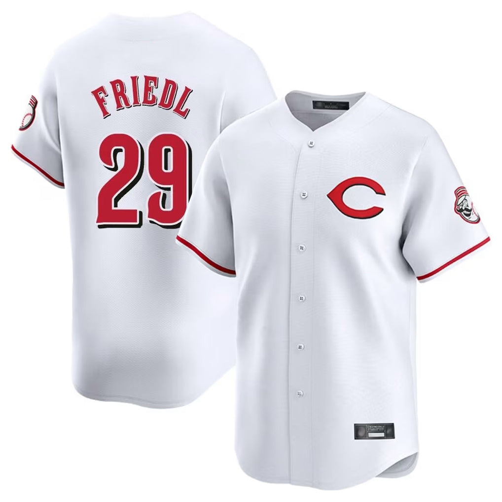 tocy C.Reds #29 TJ Friedl Player White Limited Home Stitched Jerseys