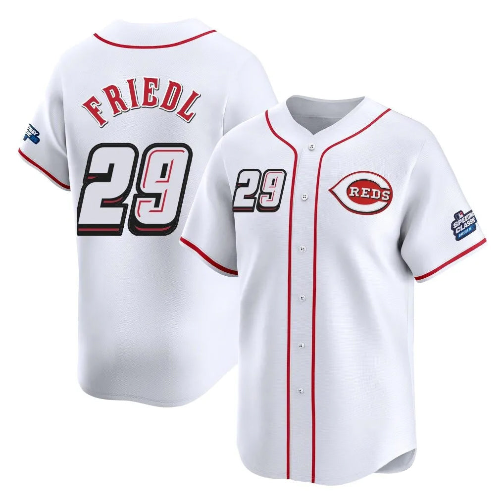tocy C.Reds #29 TJ Friedl Player White Speedway Classic Home Limited Stitched Jerseys