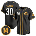 tocy C.Reds #30 Ken Griffey Player Black-Gold Vapor Premier Limited Home Stitched Jerseys