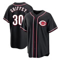 tocy C.Reds #30 Ken Griffey Player Black Fashion Out Home Game Stitched Jerseys