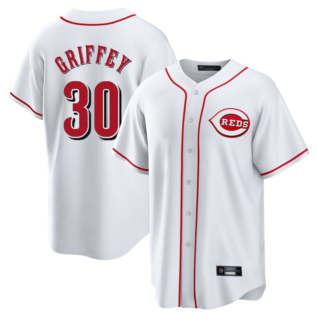 tocy C.Reds #30 Ken Griffey Player White Game Home Stitched Jerseys