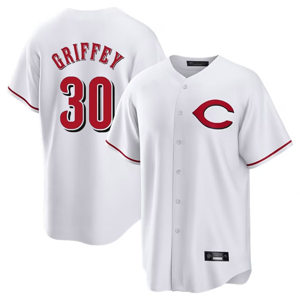 tocy C.Reds #30 Ken Griffey Player White Home Game Stitched Jerseys