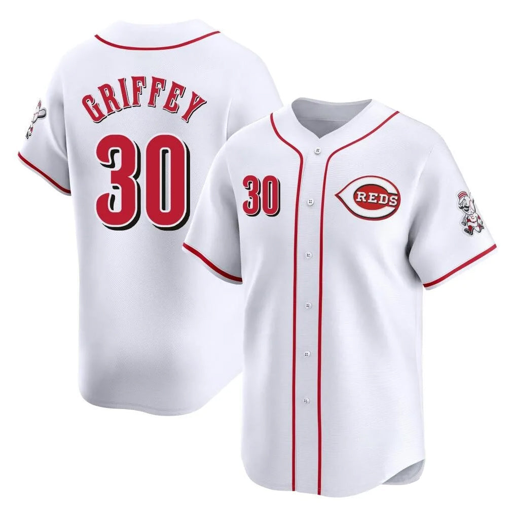 tocy C.Reds #30 Ken Griffey Player White Home Limited Stitched Jerseys