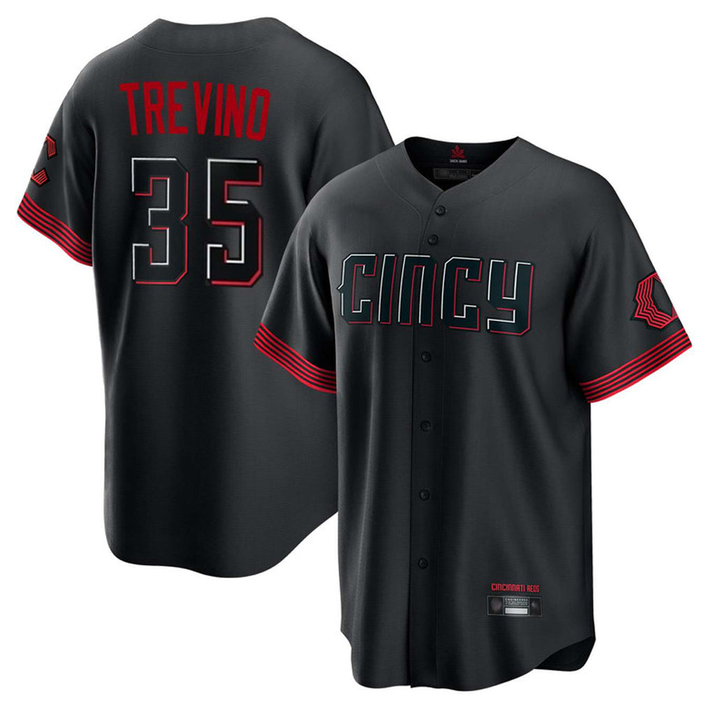 tocy C.Reds #35 Jose Trevino Player Black City Connect Home Game Stitched Jerseys