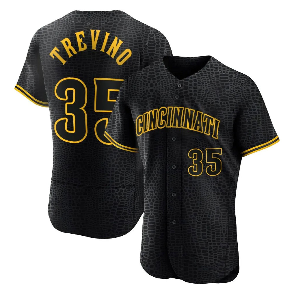 tocy C.Reds #35 Jose Trevino Player Black Snake Skin City Limited Elite Home Stitched Jerseys
