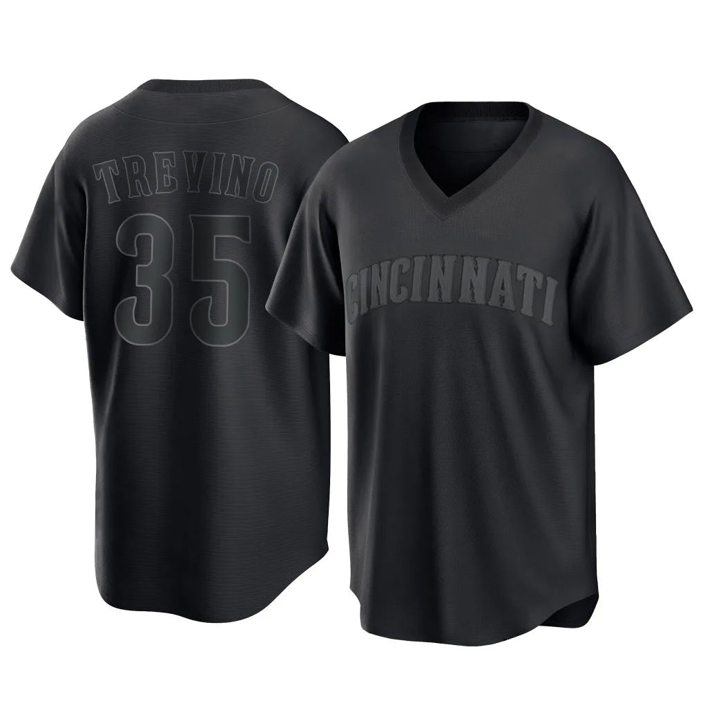 tocy C.Reds #35 Jose Trevino Player Black T-shirt Game Home Stitched Jerseys