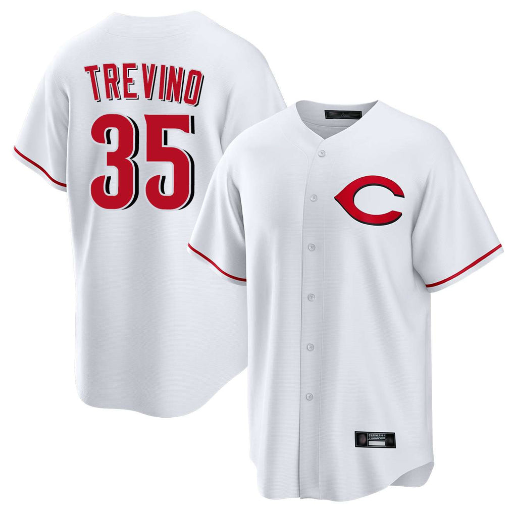 tocy C.Reds #35 Jose Trevino Player White Home Game Stitched Jerseys