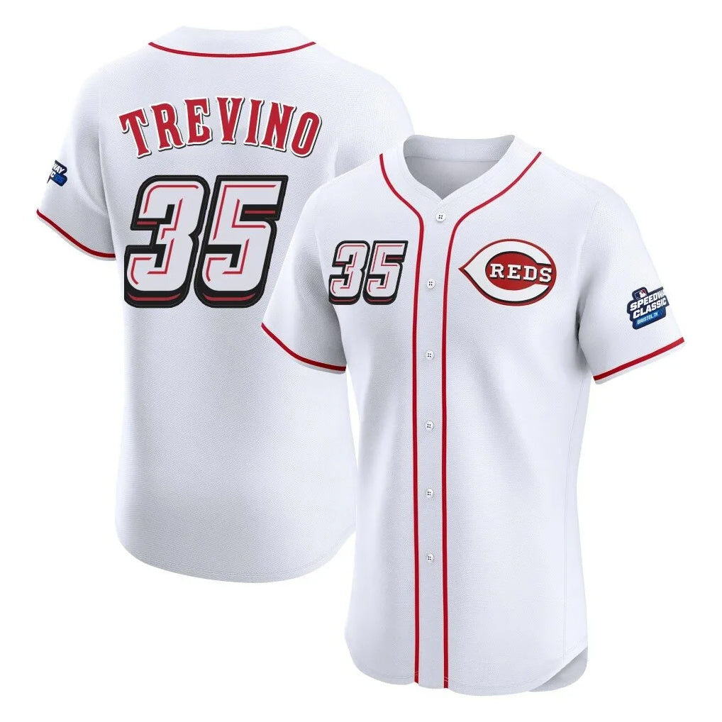 tocy C.Reds #35 Jose Trevino Player White Speedway Classic Limited Elite Home Stitched Jerseys