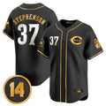 tocy C.Reds #37 Tyler Stephenson Player Black-Gold Vapor Premier Limited Home Stitched Jerseys