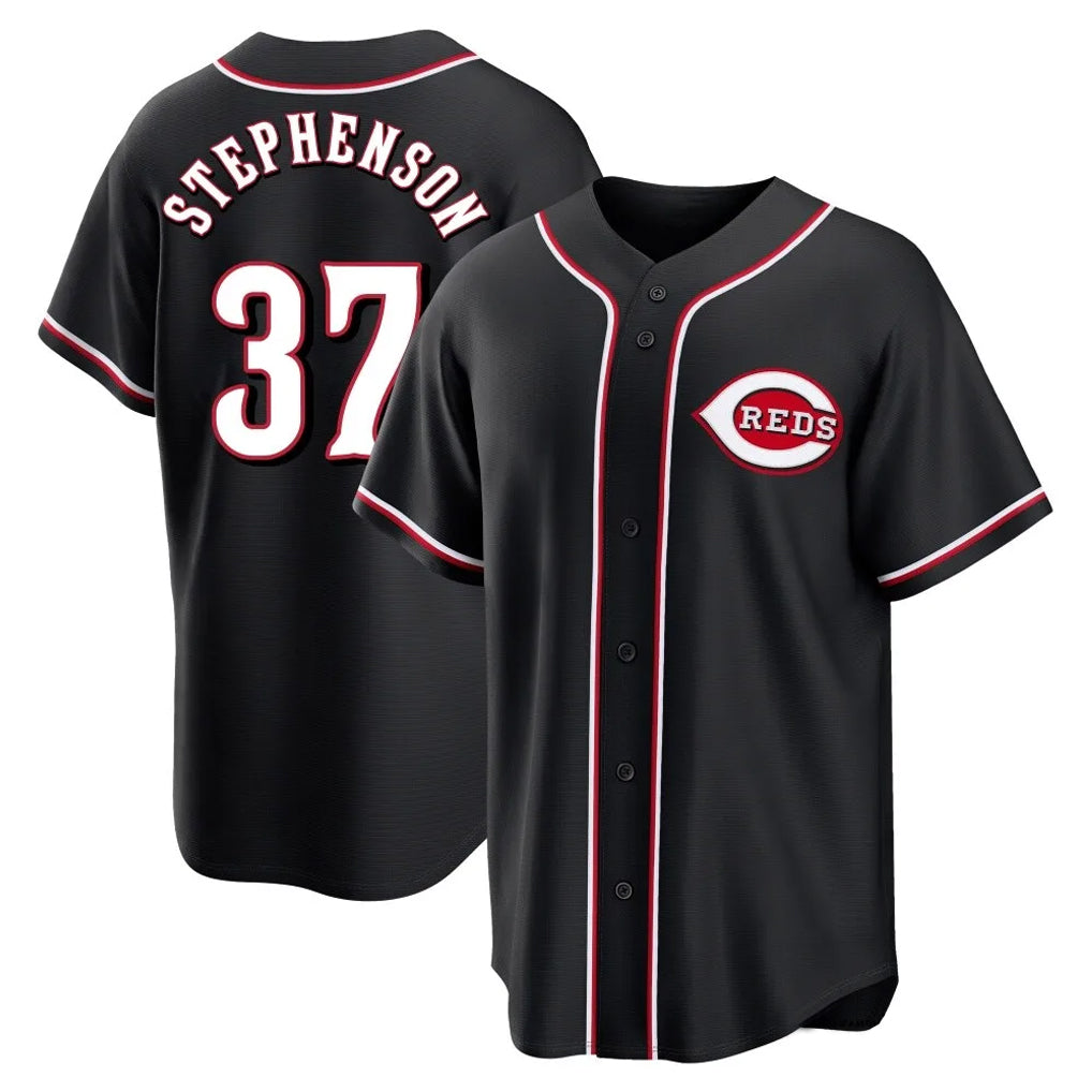 tocy C.Reds #37 Tyler Stephenson Player Black Fashion Out Home Game Stitched Jerseys
