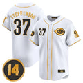 tocy C.Reds #37 Tyler Stephenson Player White-Gold Vapor Premier Limited Home Stitched Jerseys