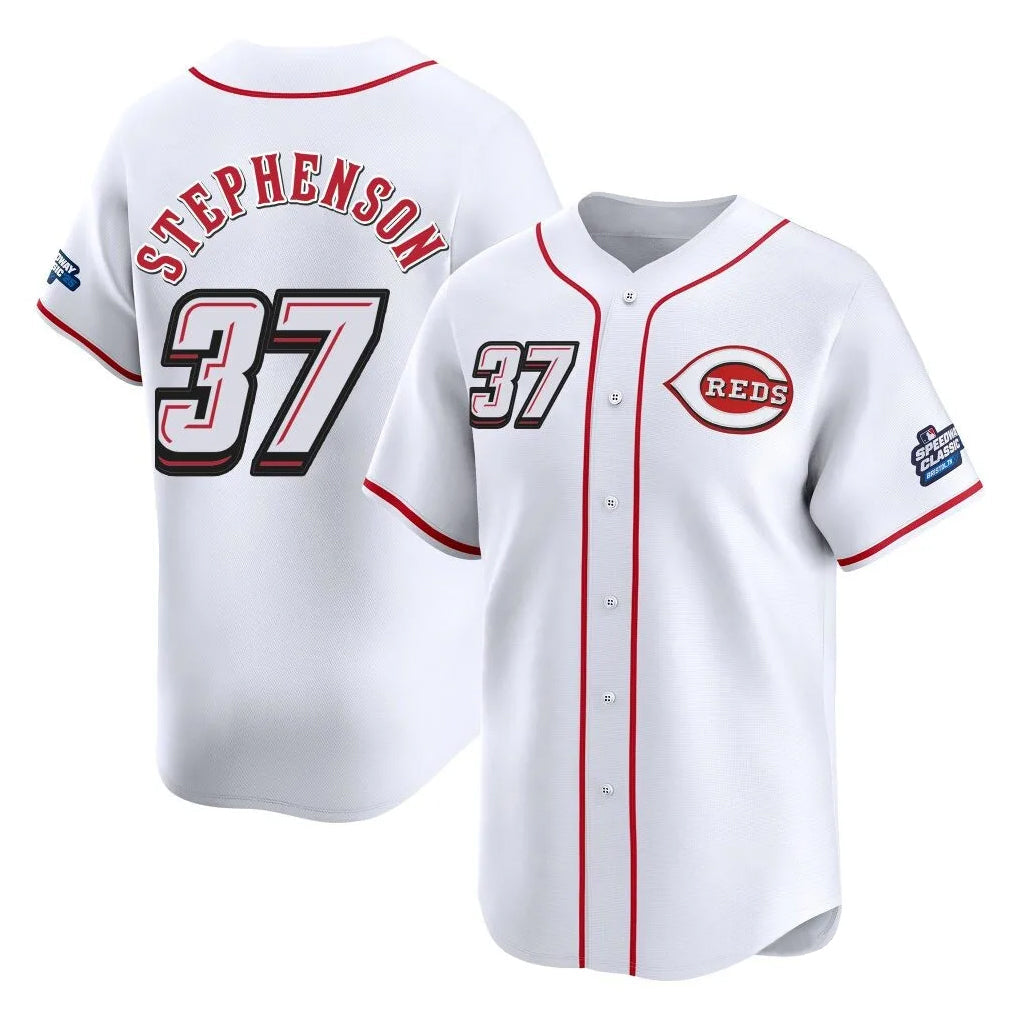 tocy C.Reds #37 Tyler Stephenson Player White Speedway Classic Home Limited Stitched Jerseys