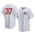 tocy C.Reds #37 Tyler Stephenson Player White Stripe Field of Dreams Game Home Stitched Jerseys
