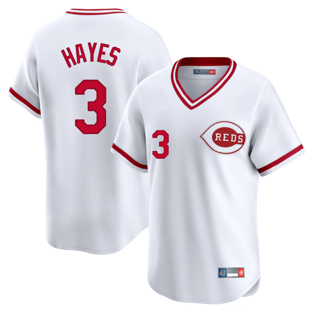 tocy C.Reds #3 Ke'Bryan Hayes Player White Cooperstown Collection Limited T-shirt Home Stitched Jerseys