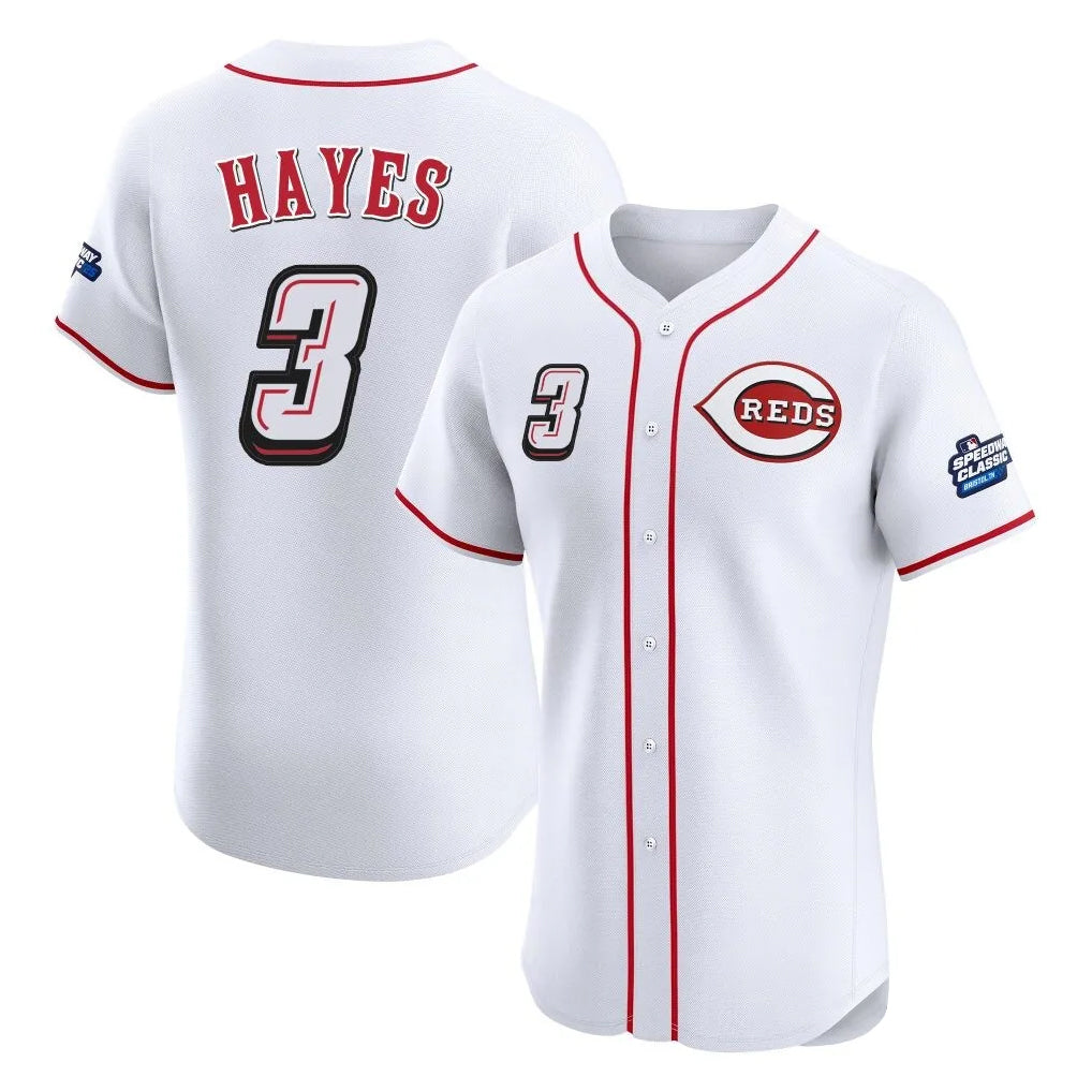 tocy C.Reds #3 Ke'Bryan Hayes Player White Speedway Classic Limited Elite Home Stitched Jerseys