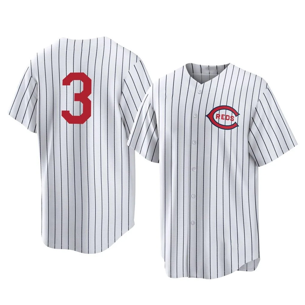 tocy C.Reds #3 Ke'Bryan Hayes Player White Stripe Field of Dreams Game Home Stitched Jerseys