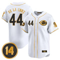 tocy C.Reds #44 Elly De La Cruz Player White-Gold Vapor Premier Limited Home Stitched Jerseys