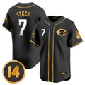 tocy C.Reds #7 Spencer Steer Player Black-Gold Vapor Premier Limited Home Stitched Jerseys