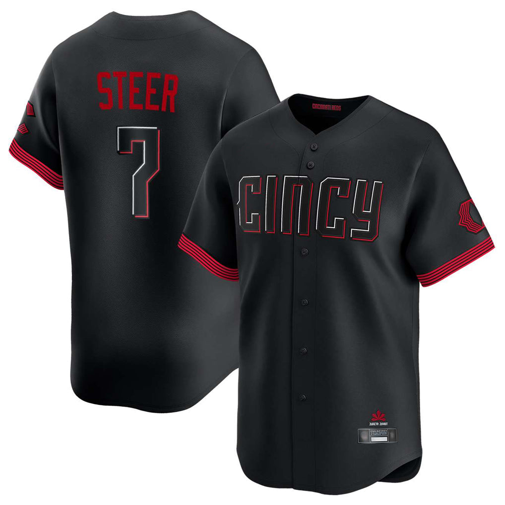 tocy C.Reds #7 Spencer Steer Player Black City Connect Home Limited Stitched Jerseys