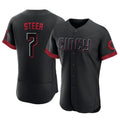 tocy C.Reds #7 Spencer Steer Player Black City Connect Limited Elite Home Stitched Jerseys