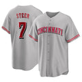 tocy C.Reds #7 Spencer Steer Player Gray Home Game Stitched Jerseys