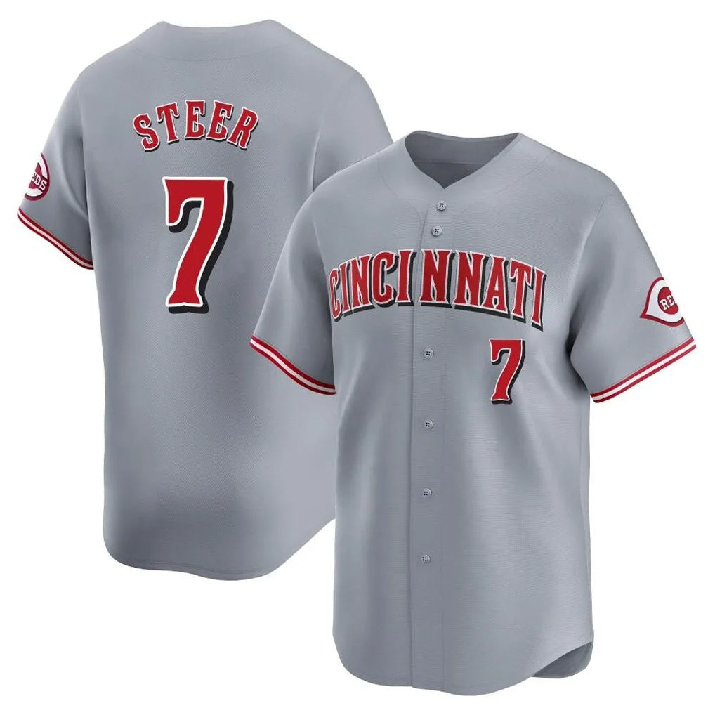 tocy C.Reds #7 Spencer Steer Player Gray Home Limited Stitched Jerseys