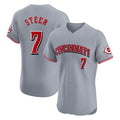 tocy C.Reds #7 Spencer Steer Player Gray Limited Elite Home Stitched Jerseys
