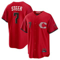 tocy C.Reds #7 Spencer Steer Player Red 2026 City Connect Home Game Stitched Jerseys