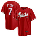 tocy C.Reds #7 Spencer Steer Player Red Home Game Stitched Jerseys