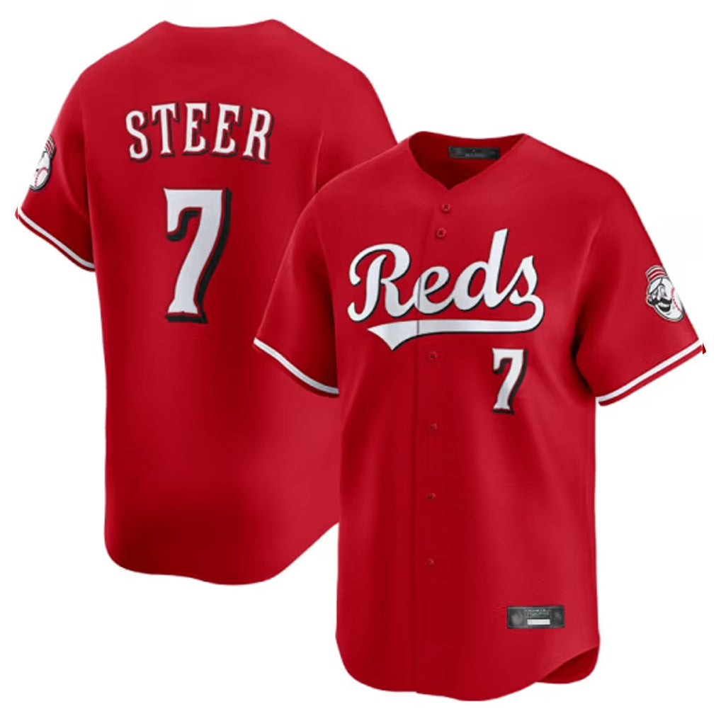 tocy C.Reds #7 Spencer Steer Player Red Home Limited Stitched Jerseys