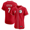 tocy C.Reds #7 Spencer Steer Player Red Limited Elite Home Game Stitched Jerseys