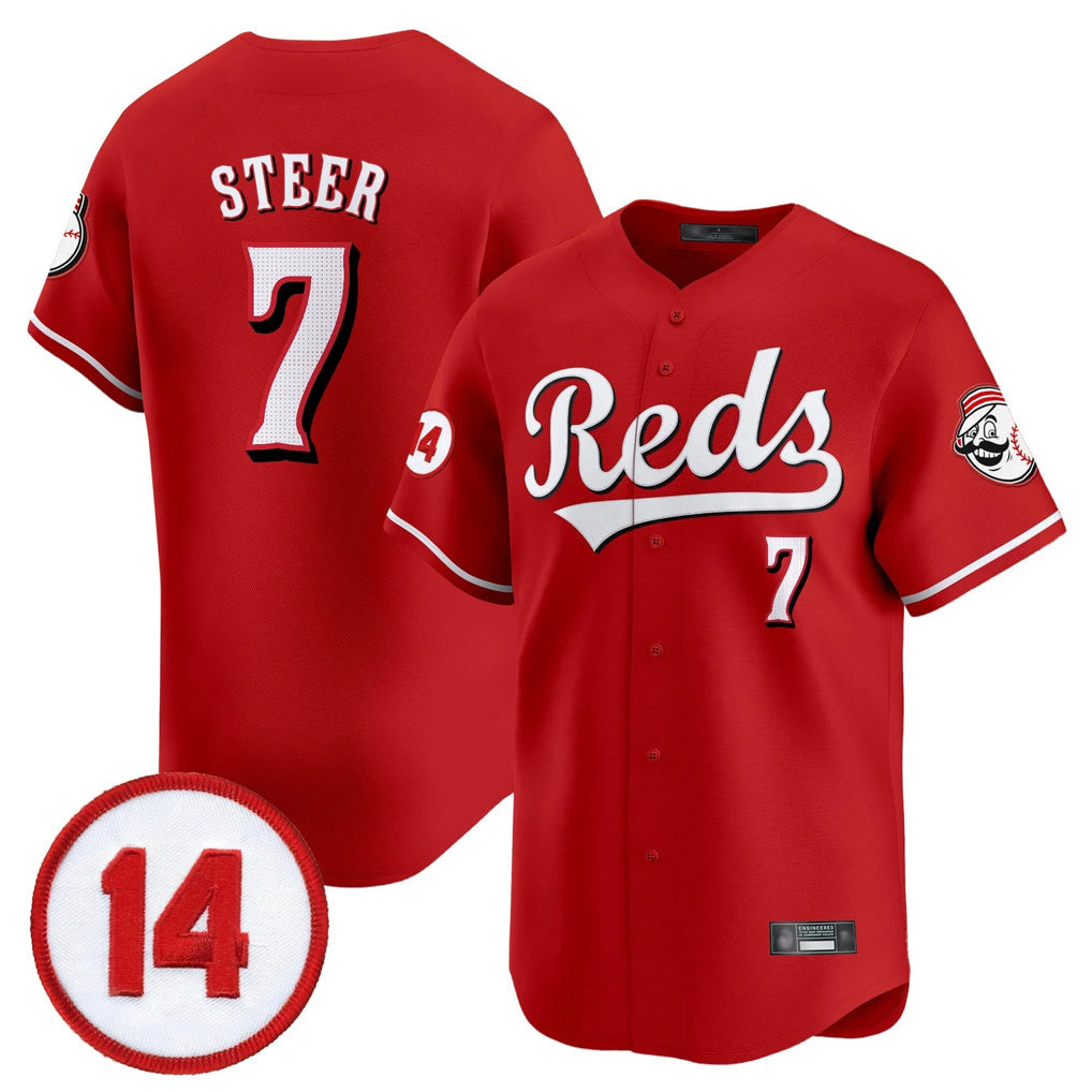 tocy C.Reds #7 Spencer Steer Player Red Vapor Premier Limited Home Stitched Jerseys