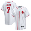 tocy C.Reds #7 Spencer Steer Player White Game Home Stitched Jerseys