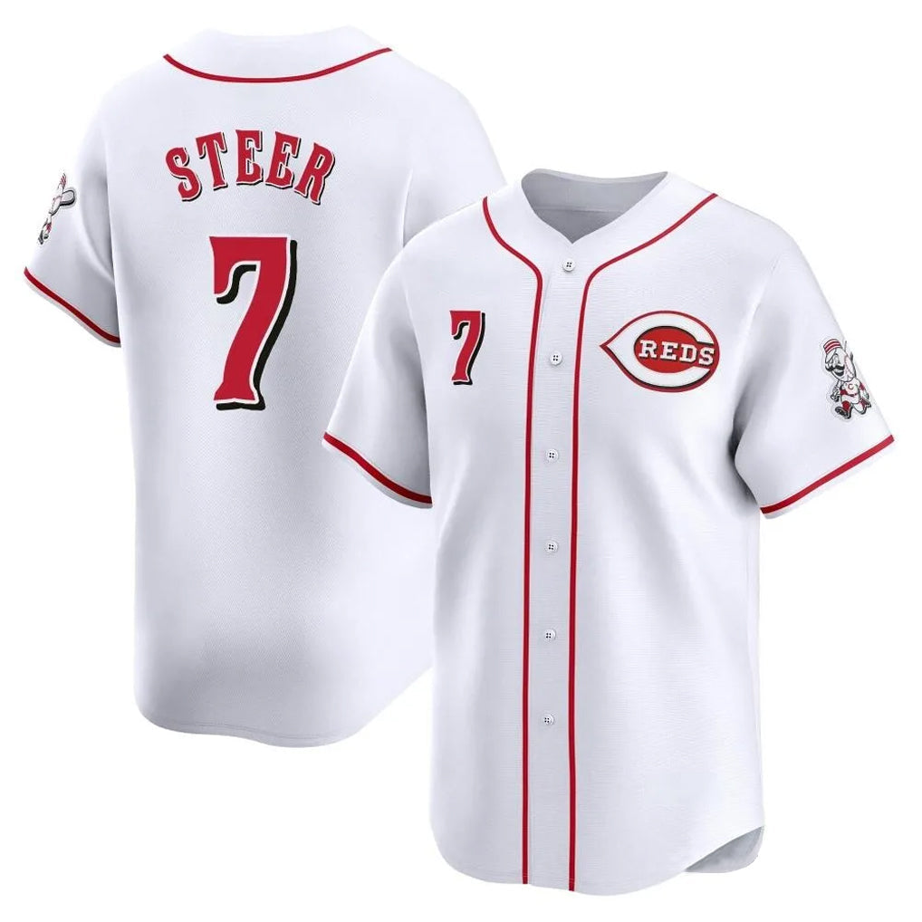 tocy C.Reds #7 Spencer Steer Player White Home Limited Stitched Jerseys