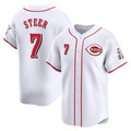 tocy C.Reds #7 Spencer Steer Player White Home Limited Stitched Jerseys