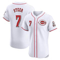 tocy C.Reds #7 Spencer Steer Player White Limited Elite Home Stitched Jerseys