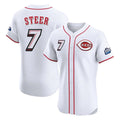 tocy C.Reds #7 Spencer Steer Player White Speedway Classic Limited Elite Home Stitched Jerseys