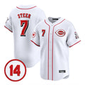 tocy C.Reds #7 Spencer Steer Player White Vapor Premier Limited Home Stitched Jerseys