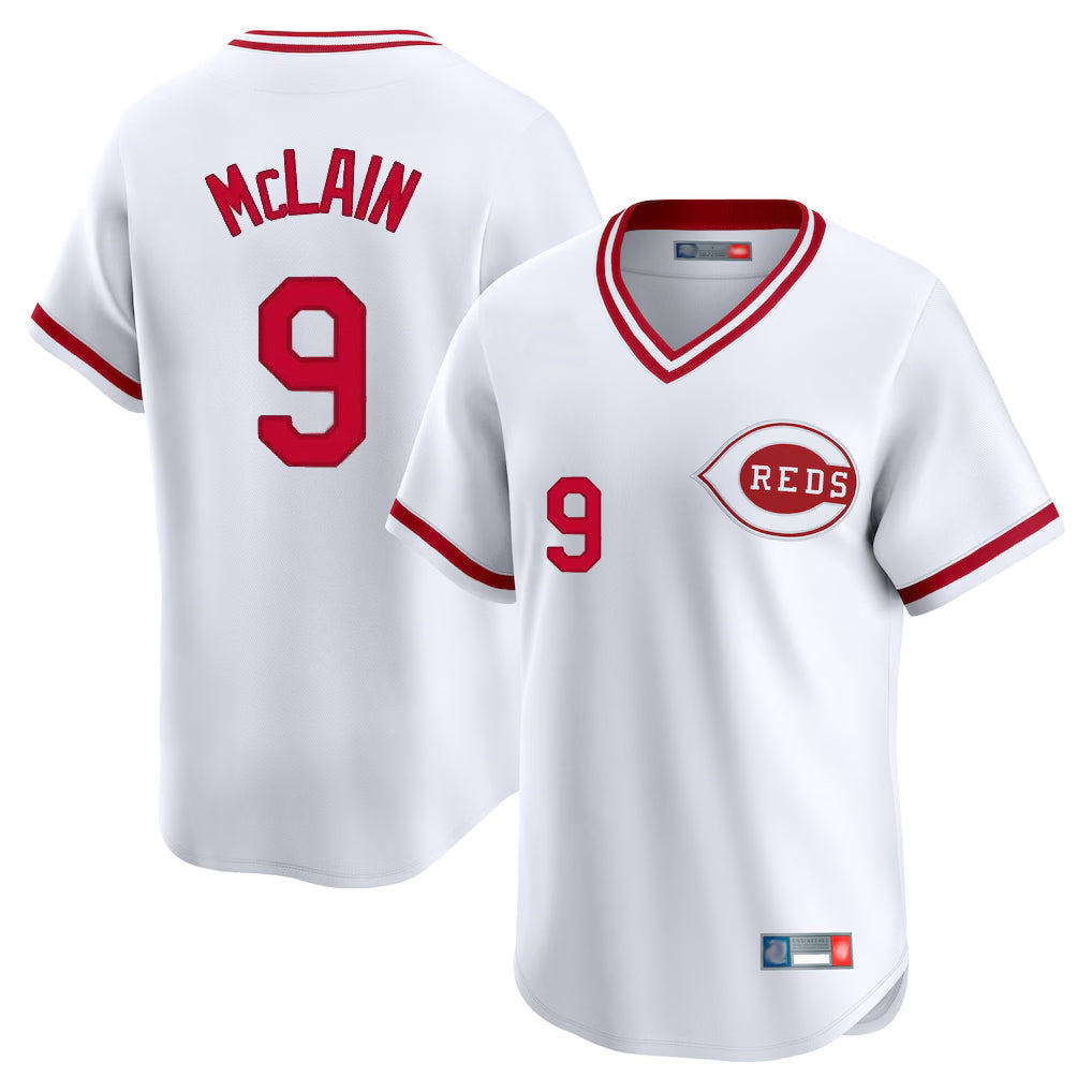 tocy C.Reds #9 Matt McLain Player White Cooperstown Collection Limited T-shirt Home Stitched Jerseys