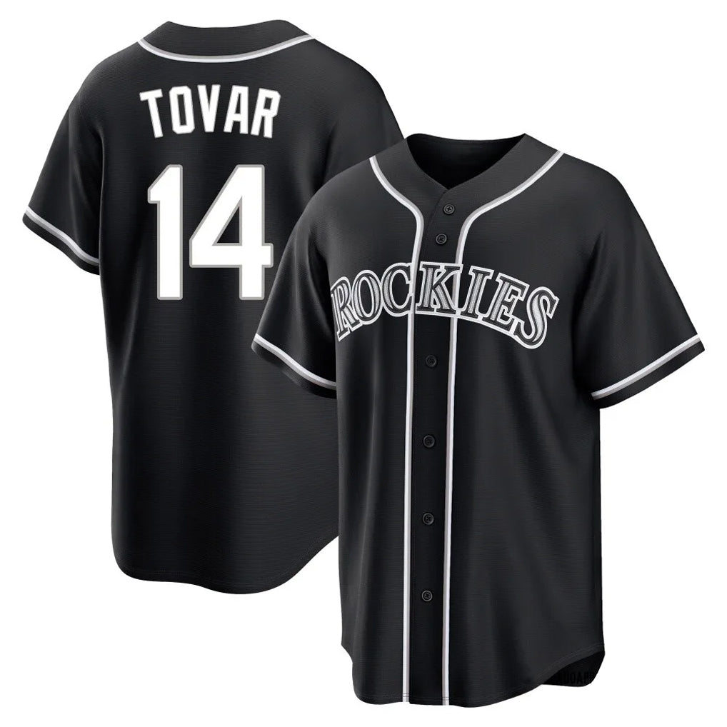 tocy C.Rockies #14 Ezequiel Tovar Player Black Fashion Out Home Game Stitched Jerseys