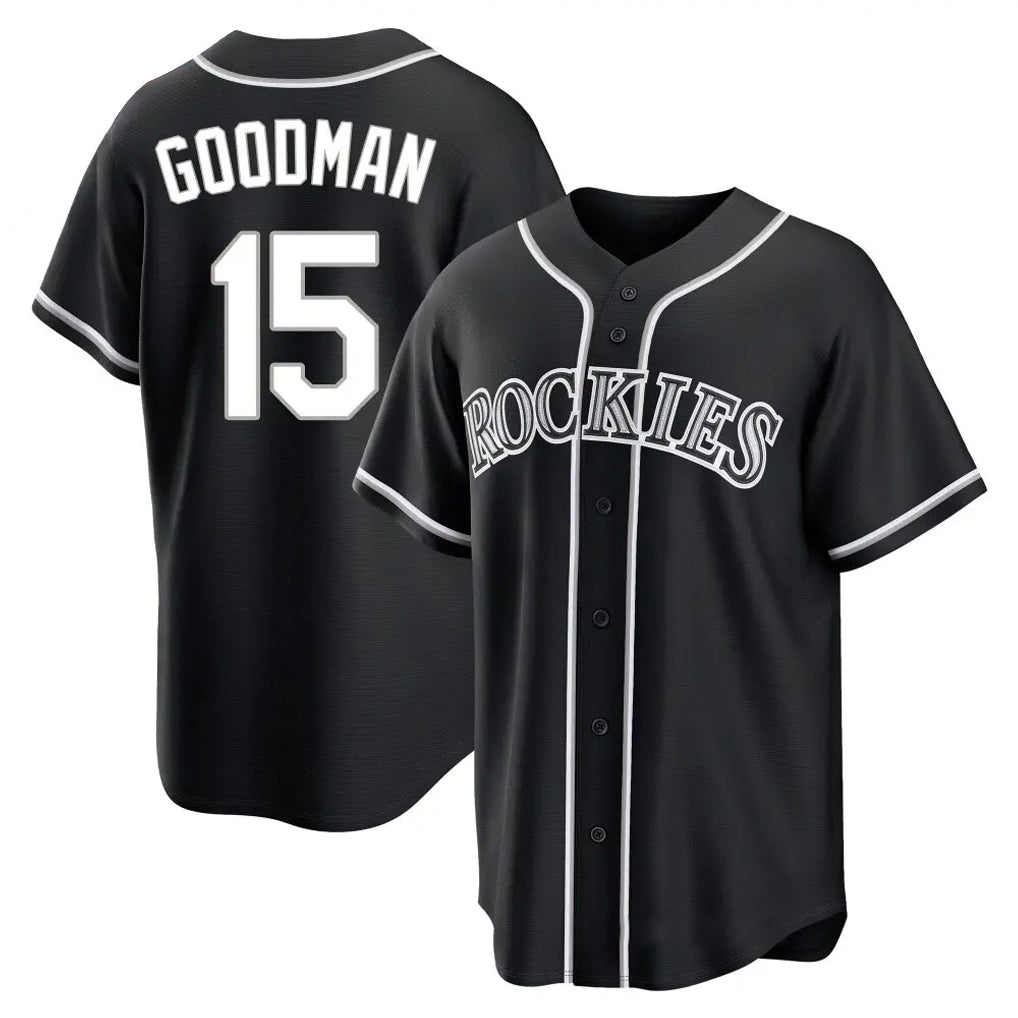 tocy C.Rockies #15 Hunter Goodman Player Black Fashion Out Home Game Stitched Jerseys