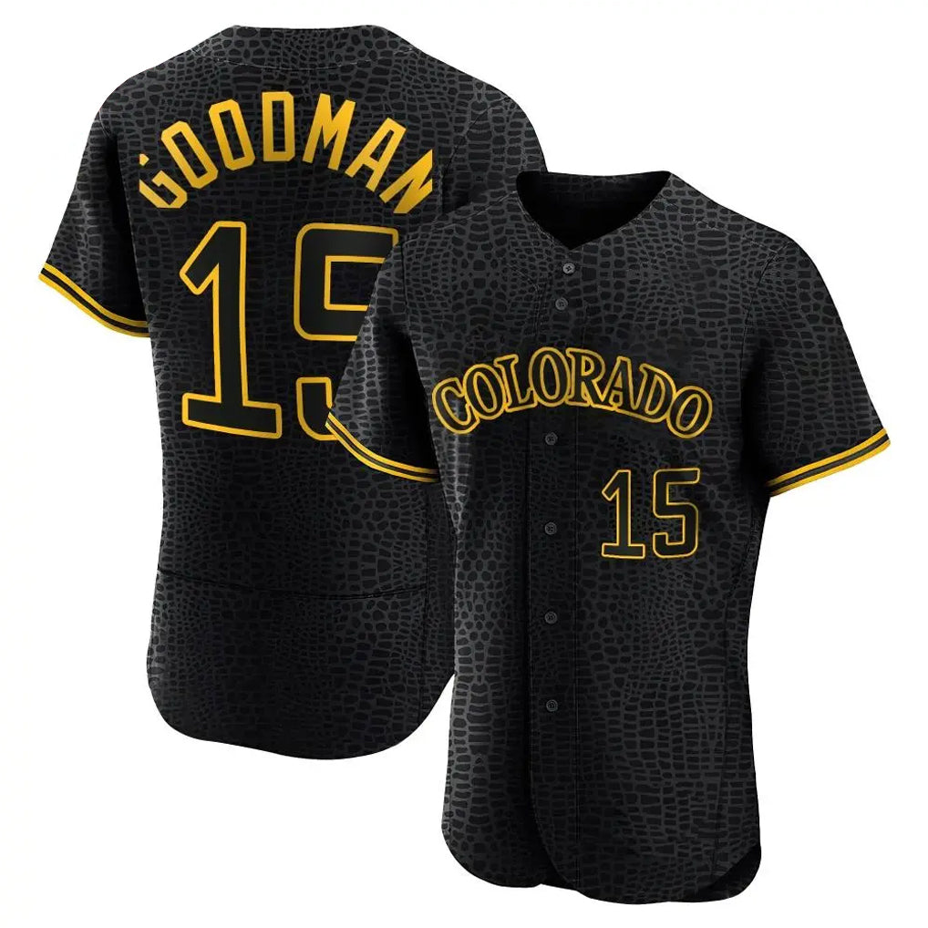 tocy C.Rockies #15 Hunter Goodman Player Black Snake Skin City Limited Elite Home Stitched Jerseys